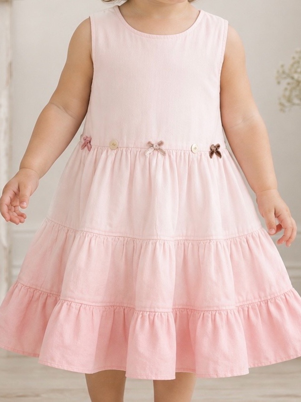 Monnalisa Bebe Girls 18M Pink Ombré Tiered Dress Made in Italy
